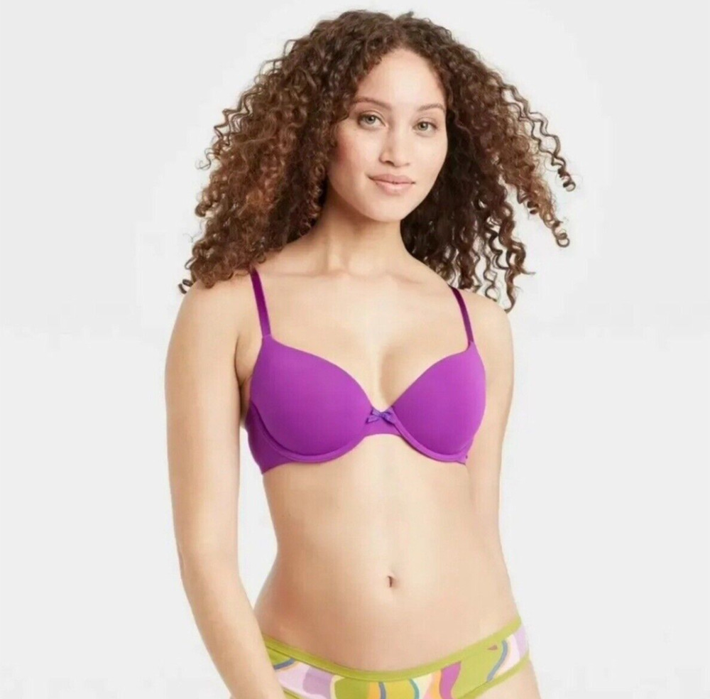 Auden The Everyday Bra Womens Size 36B Purple Lightly Lined Underwire Adjustable